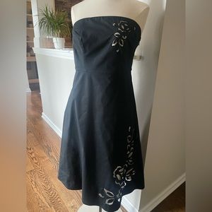 Express black strapless midi floral dress summer 8